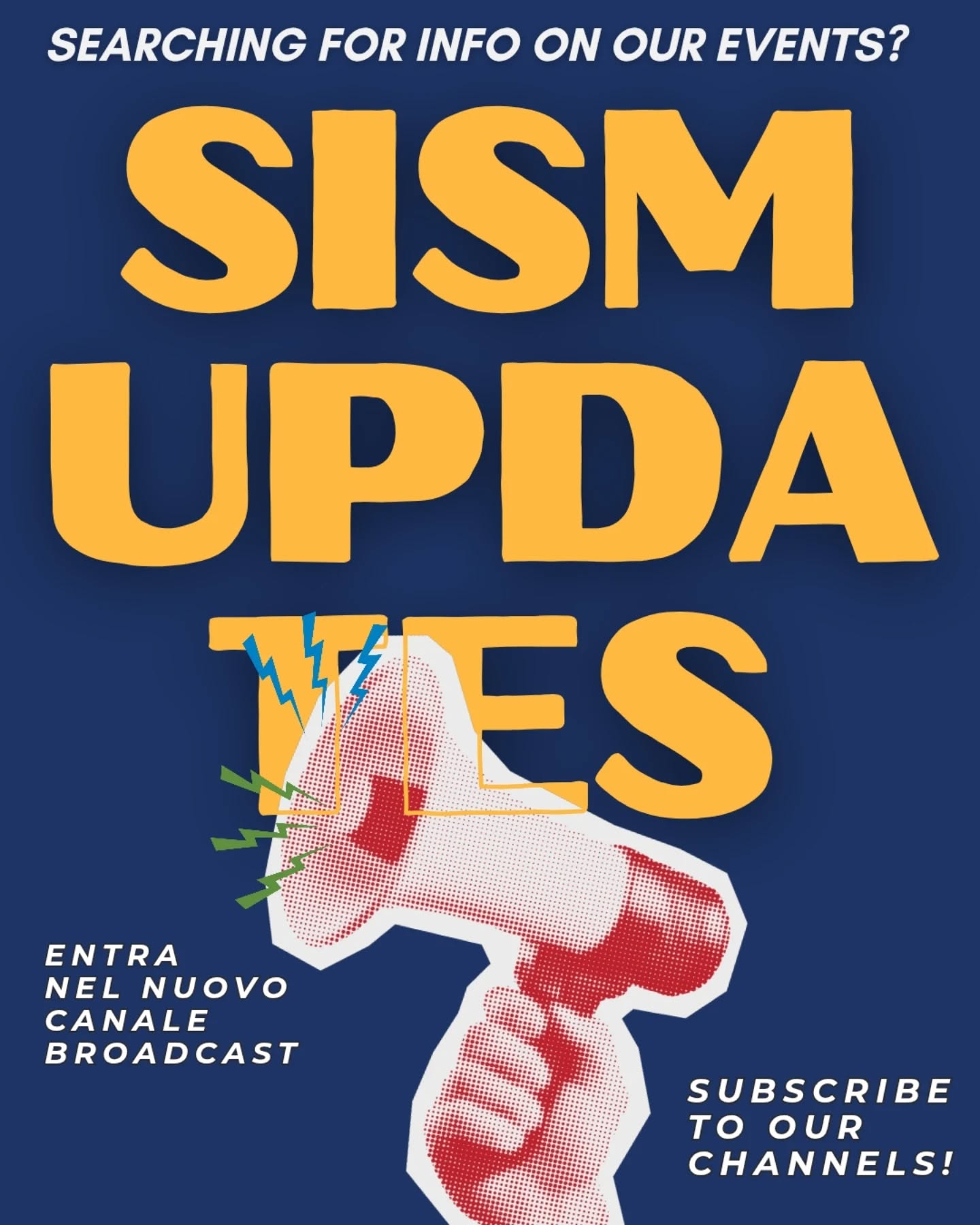 Il SISM ha ora un canale broadcast!📣
Entra per avere accesso a contenuti in esclusiva✨️

Iscriviti alla NEWSLETTER per non perdere neanche un aggiornamento, lì troverai tutte le opportunità e novità più importanti in un'unica mail!🤳🏻

Coming soon:
- eventi nazionali minori
- delegazioni
- iniziative
- molto altro...

Non aspettare!!