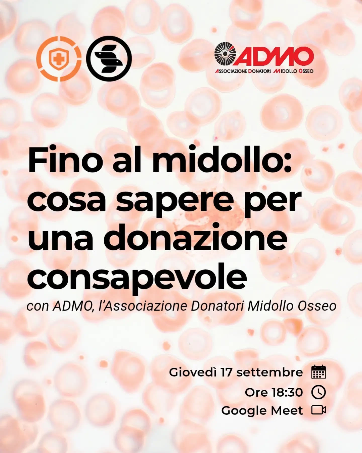 Sapresti spiegare come funziona la donazione di midollo osseo ad un tuo amico?
Dietro ogni trapianto c'è un percorso complesso, fatto di compatibilità, ricerca del "match", scelte consapevoli e, soprattutto, persone.
In questo webinar, organizzato insieme ad Associazione Donatori Midollo Osseo (ADMO), partiremo dalle patologie oncoematologiche e dalla clinica del trapianto per capire perché la donazione di cellule staminali può rappresentare una concreta possibilità di cura. Scopriremo come funziona la ricerca della compatibilità, chi può diventare donatore, come avviene la donazione e come iscriversi al Registro.
📅 Giovedì 17 settembre
🕡 Ore 18:30
💻 Google Meet
🔗 Il link per partecipare verrà condiviso nella bio nei prossimi giorni.
Vi aspettiamo! 🧡